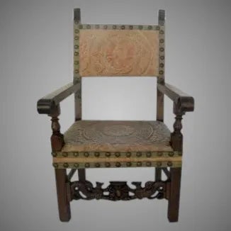 Wood Spanish Walnut Carved Chair For Sale - Image 7 of 7