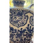 Chinese Mid 20th Century Large 10.5" Chinese Blue & White Moon Flask Vase & Stand - Phoenix & Peony Decor For Sale - Image 3 of 10