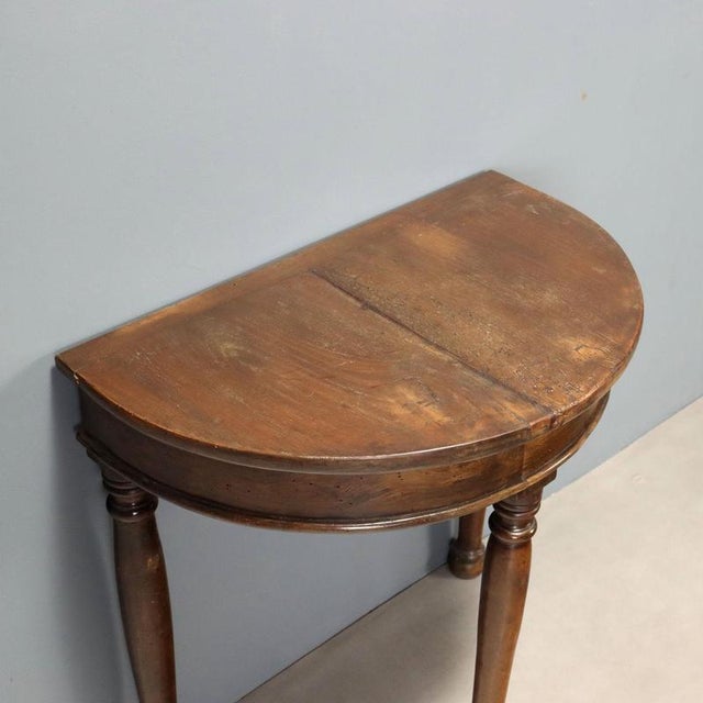19th Century Demi Lune Console in Walnut, Italy For Sale - Image 6 of 8