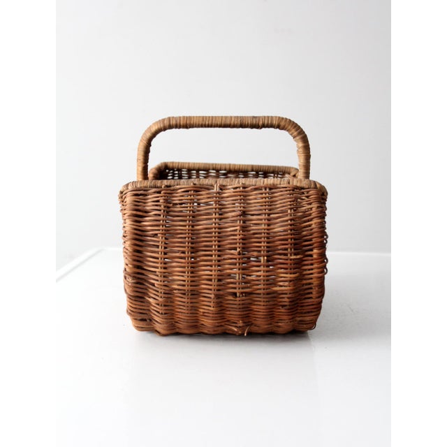 Wood Vintage Wicker Gathering Basket For Sale - Image 7 of 12