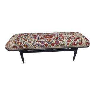 Antique Suzani Upholstered Bench For Sale