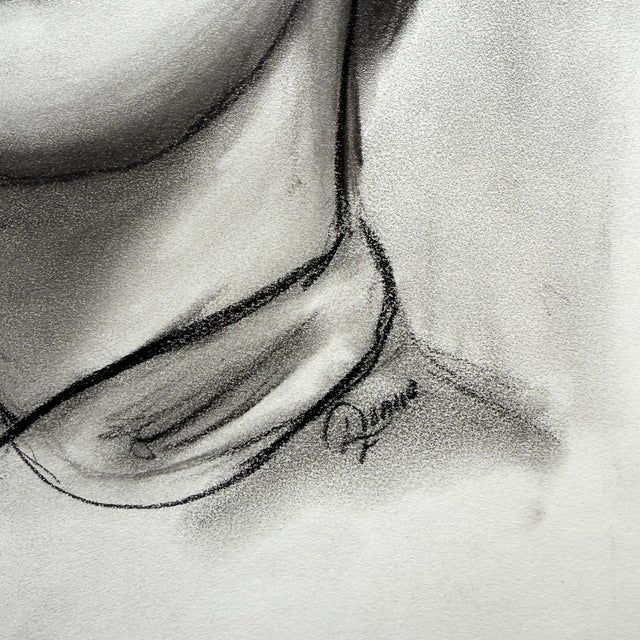 Charcoal Mid 20th Century Donna Foreman Hopper Original Charcoal Portrait Illustration of a Woman With Short Hair For Sale - Image 8 of 9