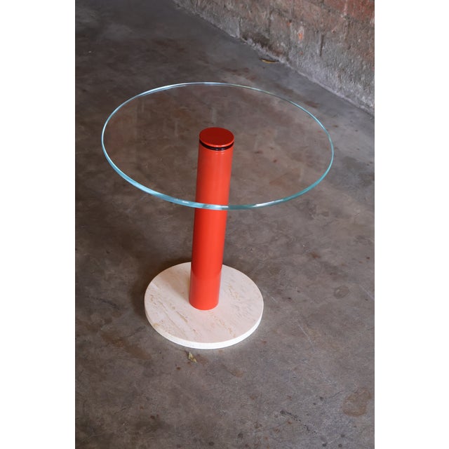 Vintage Post-Modern Glass, Metal and Travertine Drinks Side Table, Italy, 1970s For Sale - Image 15 of 18