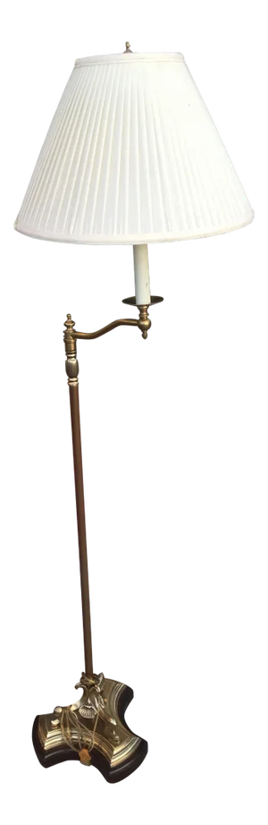 Vintage French Style Brass Swing-Arm Floor Lamp & Shade by Frederick Cooper
