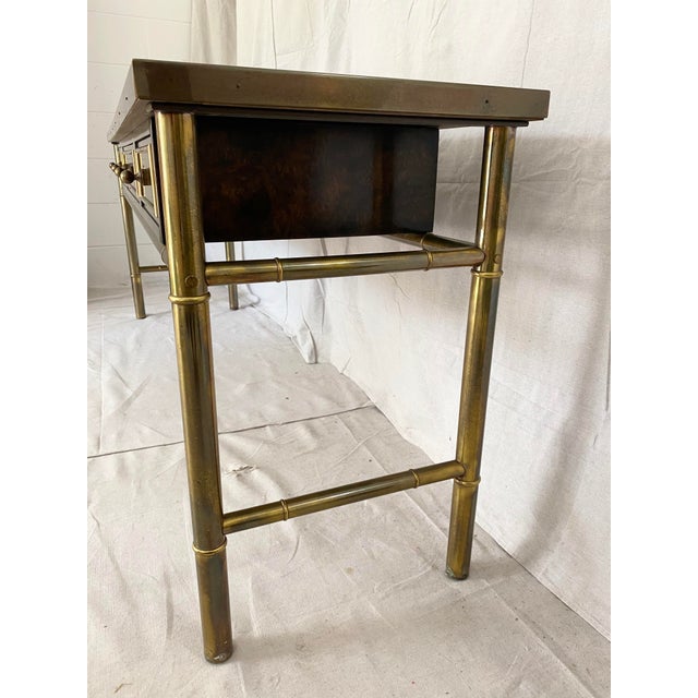 Vintage Mastercraft Burl Wood and Brass Console Table ...