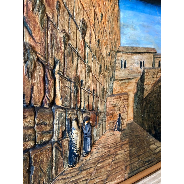 Mid 20th Century Manobla, Vintage Jerusalem Western Wall Relief Sculpture Model Diorama Painting Judaica, c.1950's For Sale - Image 5 of 13