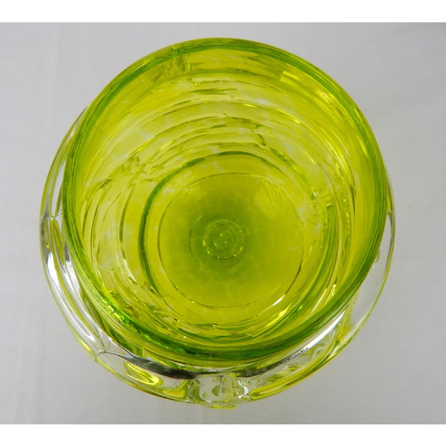 Modern Chartreuse Art Glass Bowl by Merilee Moore For Sale - Image 9 of 10