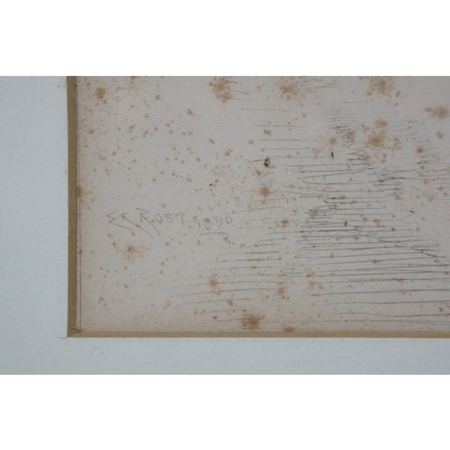 Antique Ernest Christian Rost Country Road Church Winter Landscape Etching 35" For Sale - Image 6 of 10