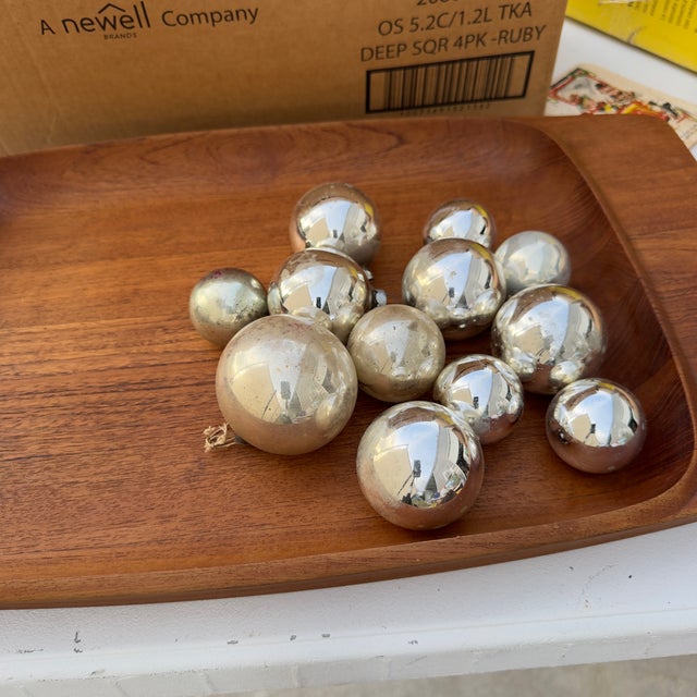 Mid 20th Century 1950s Mercury Glass Silver Christmas Ornaments- Lot of 12 For Sale - Image 5 of 9
