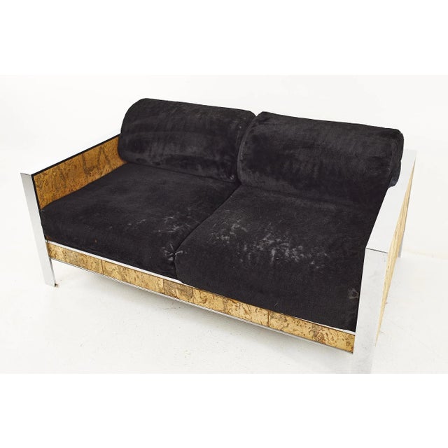 Adrian Pearsall for Craft Associates Mid Century Cork and Chrome Settee For Sale - Image 9 of 12