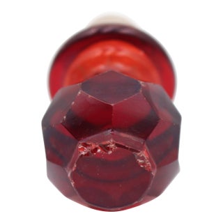 Vintage Faceted Red Glass Bottle Stopper For Sale