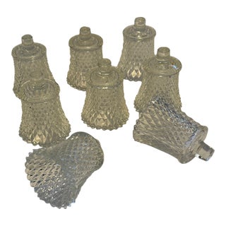 1970s Clear Diamond Point Peg Votive Candle Holders-Set of 8 For Sale