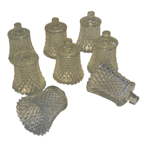 1970s Clear Diamond Point Peg Votive Candle Holders-Set of 8