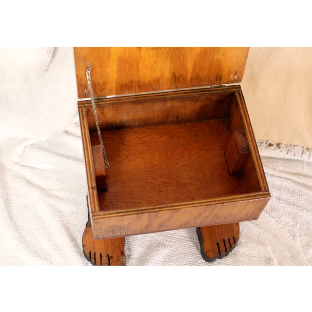 Vintage "Foot" Stool With Blue Plaid Top - Handmade Stool For Sale - Image 12 of 15