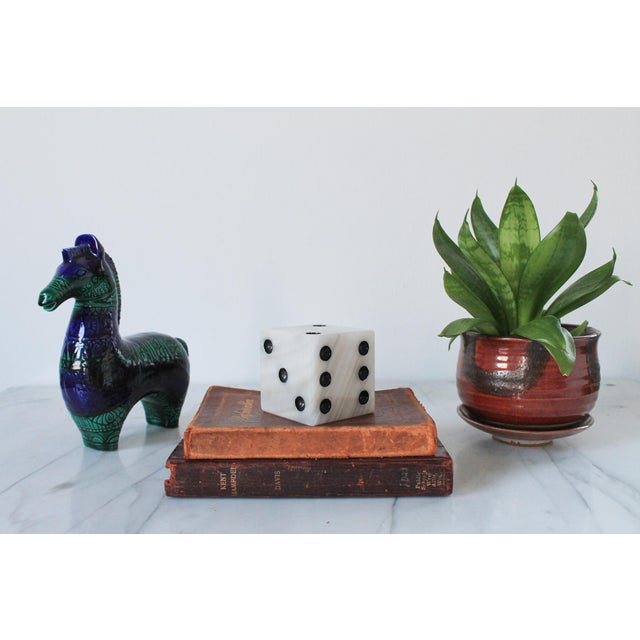 Vintage single stone dice white and black paperweight. Made in Mexico. Some light age wear. Small fleabite nicks. Some...