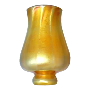Small American Art Nouveau Style Gold Iridescent Glass Candlestick Lamp Shade