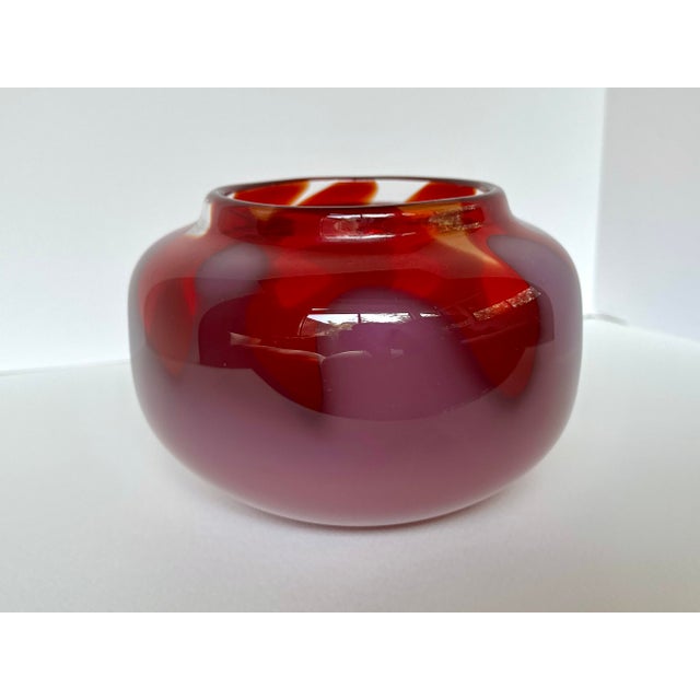1980s Hand-Blown Ruby Ombre Glass Vase For Sale - Image 9 of 9