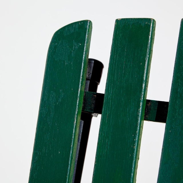 Green Metal & Wood Garden Armchair For Sale - Image 9 of 16