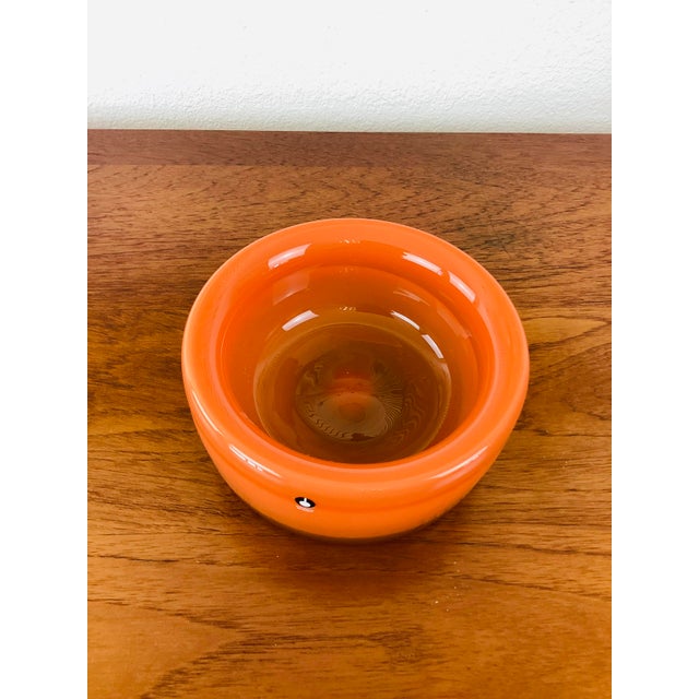 Vintage Mid-Century Modern Eva Englund for Pukeberg Sweden Orange Art Glass Bowl For Sale - Image 9 of 10