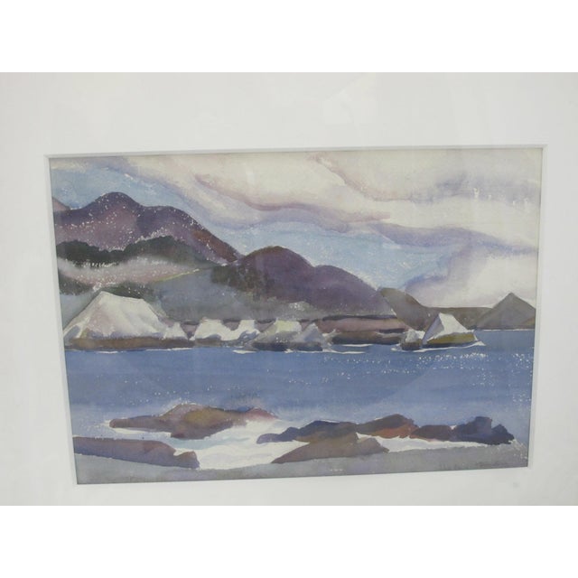 Helen Forbes (American, California, 1891 - 1945) framed watercolor seaside landscape painting. Signed at lower right. A...