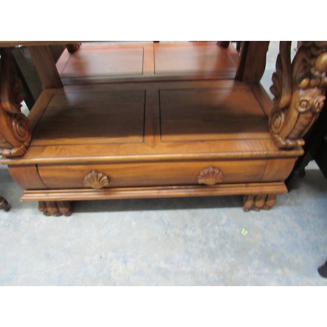 Traditional 1980s Ornate Traditional Carved Wood Console Table With Decorative Crest For Sale - Image 3 of 3