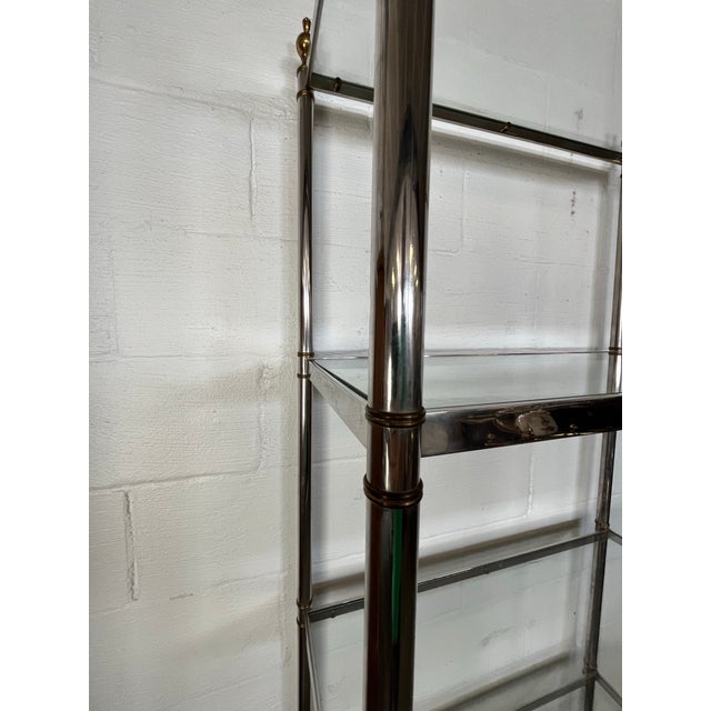 Maison Jansen Hollywood Regency Chrome and Brass Étagère For Sale In New York - Image 6 of 10