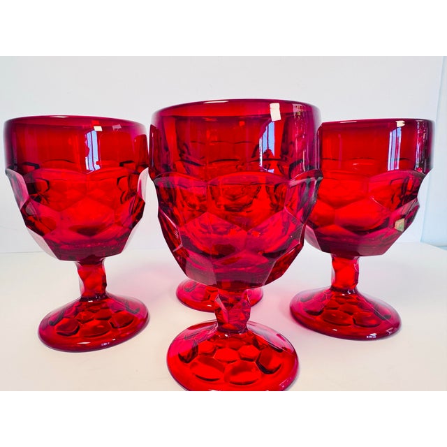 Red Vintage 1960s Red Cubist Glass Water Stems, Set of 4 For Sale - Image 8 of 9