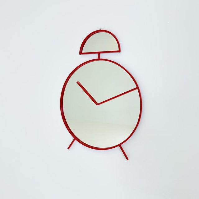 Mid-Century Pop Art Alarm Clock Wall Mirror by Pilm, Italy, 1970s For Sale - Image 4 of 13