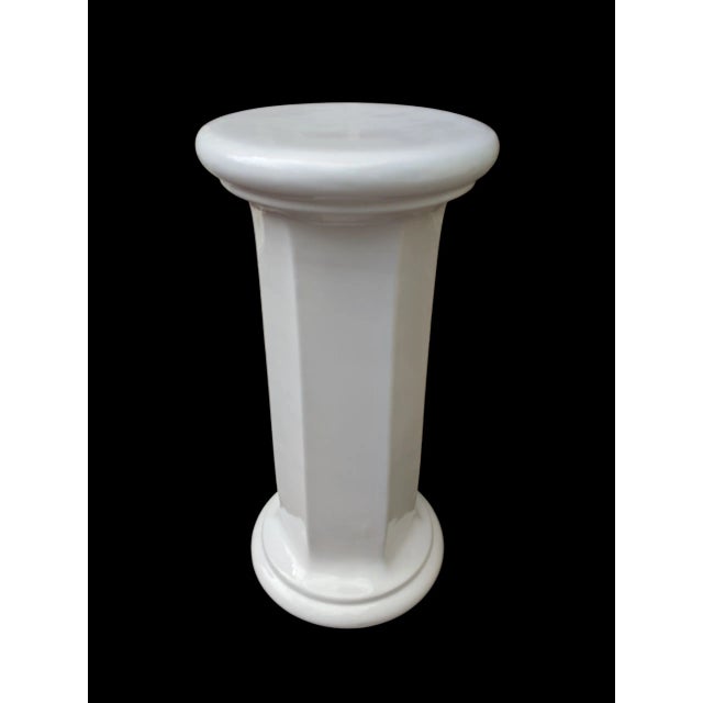 Mid 20th Century Vintage Italian White Ceramic Column Plant Stand Pedestal Plinth For Sale - Image 5 of 8