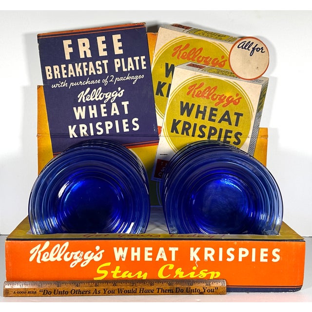 Kellogg's Cereal Display Advertisement With 'Moderntone' Depression Glass C. 1935-36 For Sale - Image 15 of 17