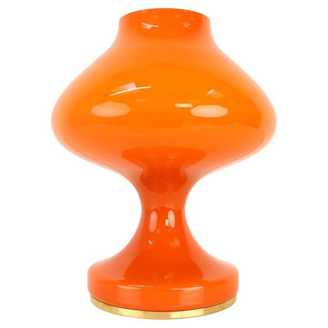 Orange Glass Table Lamp attributed to Valasske Mezirici, 1970s For Sale - Image 10 of 10