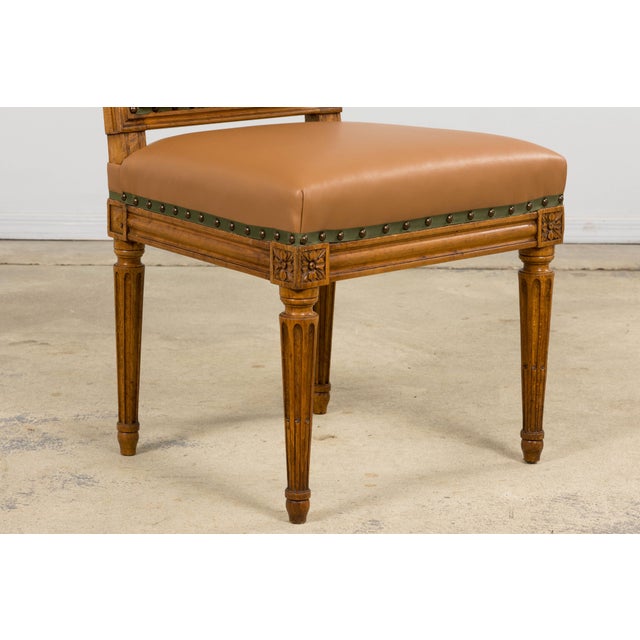 Late 19th Century French Louis XVI Style Dining Chairs in Tan Leather, Set of 6 For Sale - Image 11 of 18
