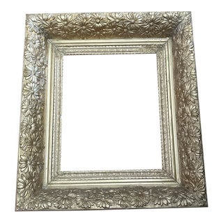 Incredibly Ornate Antique Gold Gilt Picture Frame With a Wide Surround of Daisies For Sale