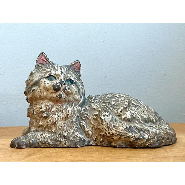 Vintage Painted Metal Cat Doorstop For Sale - Image 11 of 12