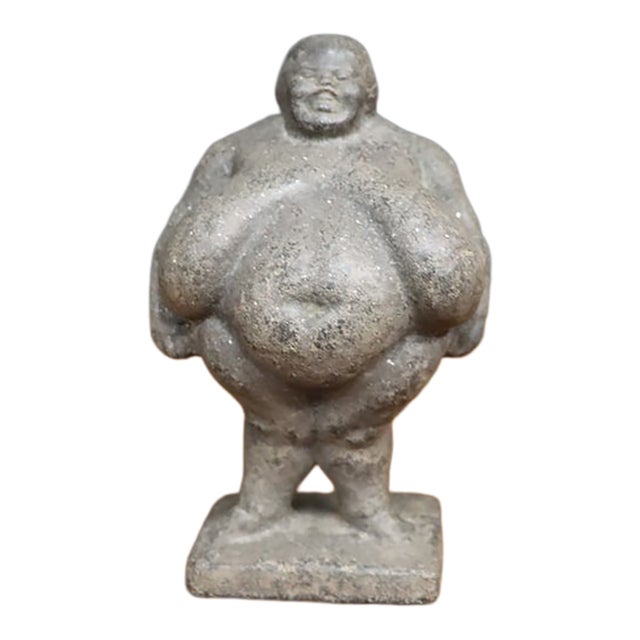 Carved Stone Figure of a Pot-Bellied Man For Sale