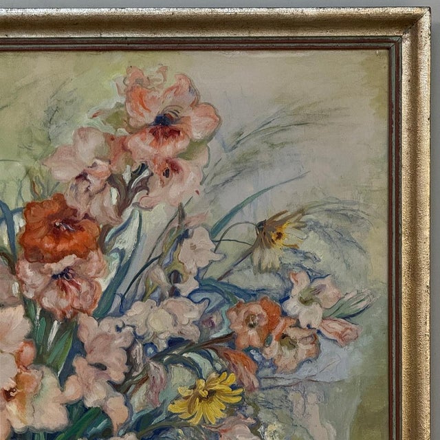 Wood Antique Framed Oil Painting on Canvas by Euphrasia Loutchinsky (1887-1974) For Sale - Image 7 of 14