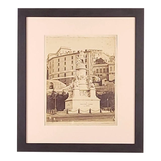 Albumen Photograph of Christopher Columbus Statue, Italy, 19th Century For Sale