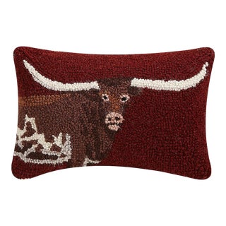 Longhorn Hook Pillow, 12" x 8" For Sale