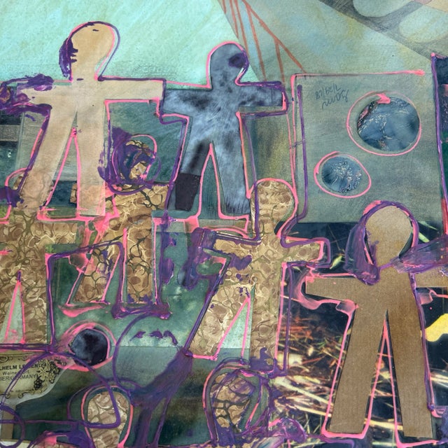 Contemporary original collage / painting by Wayne Cunningham. Signed and framed. Measures 15x22 or 17.5x25 framed. Check...