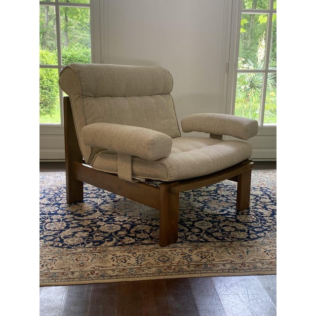 An elegant armchair designed by Rolf Benz in the 1980s, fully restored and reupholstered in a beautiful, slightly...