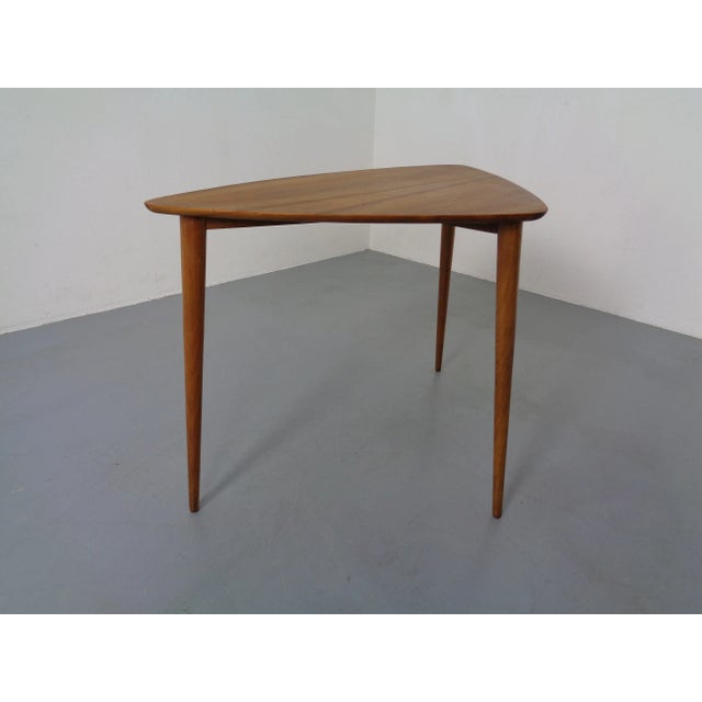 Brown Mid-Century Triangular Teak Side Table, 1960s For Sale - Image 8 of 17
