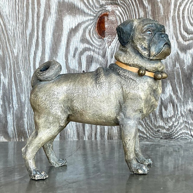 Figurative Vintage Regency Resin Pug For Sale - Image 3 of 5