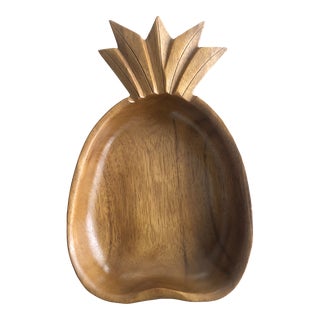 Vinage Mid-Century Modern Carved Monkeypod Pineapple For Sale