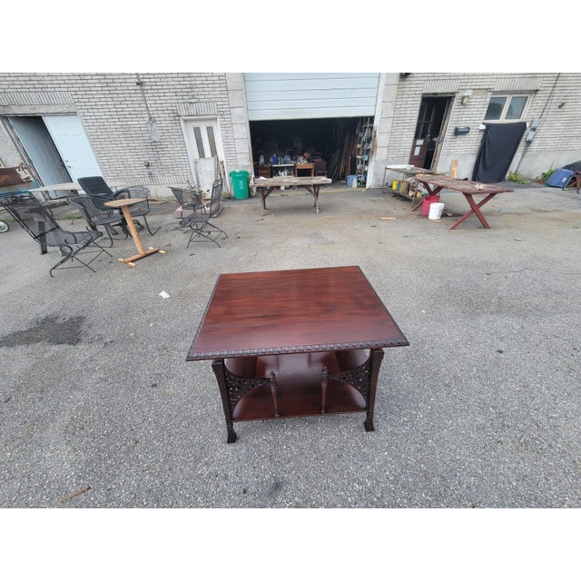 Great 19th Century English Mahogany Detail Carved Center Table. For Sale - Image 15 of 16