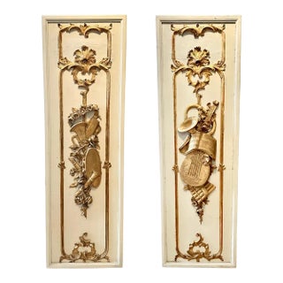 Pair of 18th Century French Parcel Gilt Trophy Panels For Sale
