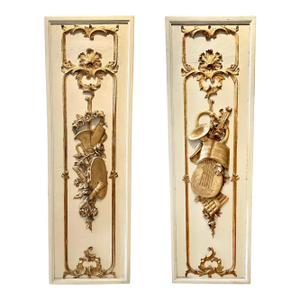 Pair of 18th Century French Parcel Gilt Trophy Panels