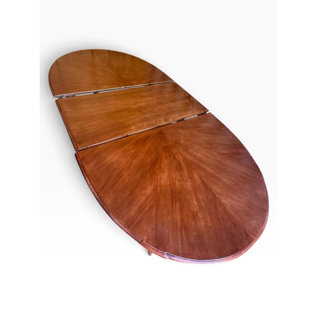 Vintage Mid-Century Modern Refinished Oval Extension Dining Table With Two Leaves For Sale - Image 4 of 10