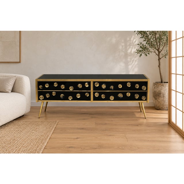 Black Italian Black Murano Glass Sideboard from Justfurnituress SRL For Sale - Image 8 of 9
