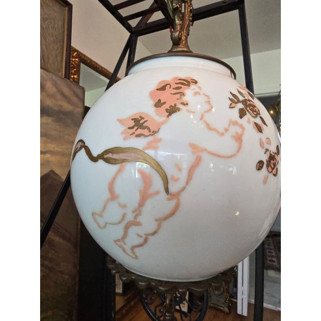 Vintage Mid Century Cherub Cupid Angels Hanging Light For Sale - Image 9 of 9