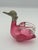 1950s 1950s Mid‑Century Modern Czech Art Glass Duck Decanter With Brass Hinged Head — Pink & Clear Wings For Sale - Image 5 of 6